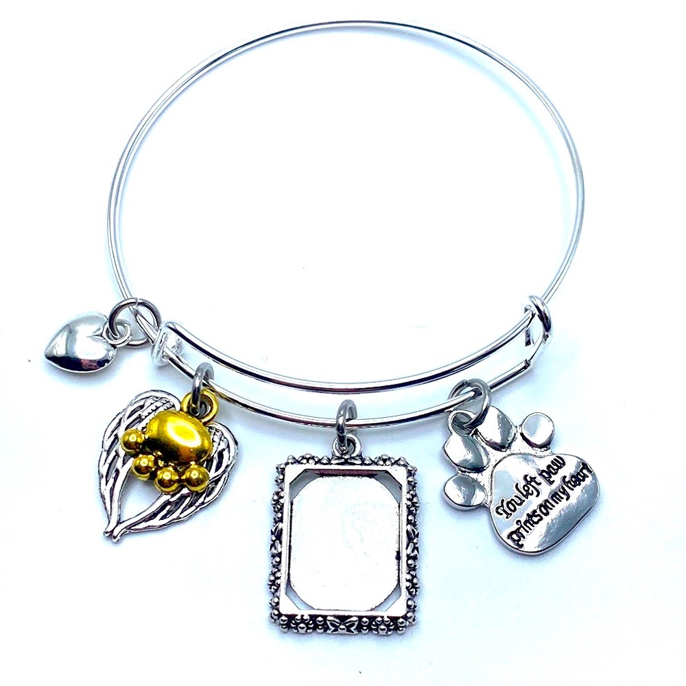 Pet Memorial Bracelet Photo Frame Charm You Left Paw Prints On My Heart